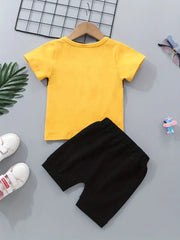 2pcs Baby Boys Casual Letter T-shirt & Shorts Set