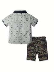 Boy Dianasur Summer Clothes, Polo Shirt & Shorts