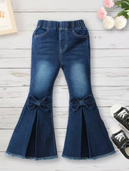 Girls Bow Front Flare Jeans