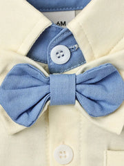 Baby Boy Romper+Strap Pants+Bowtie 3pcs Outfits