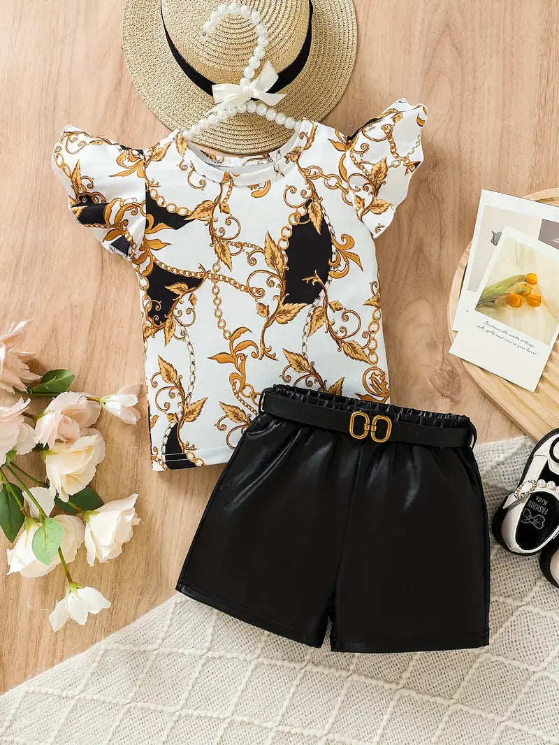 Baby's Elegant Pattern 2pcs Summer Casual Outfit